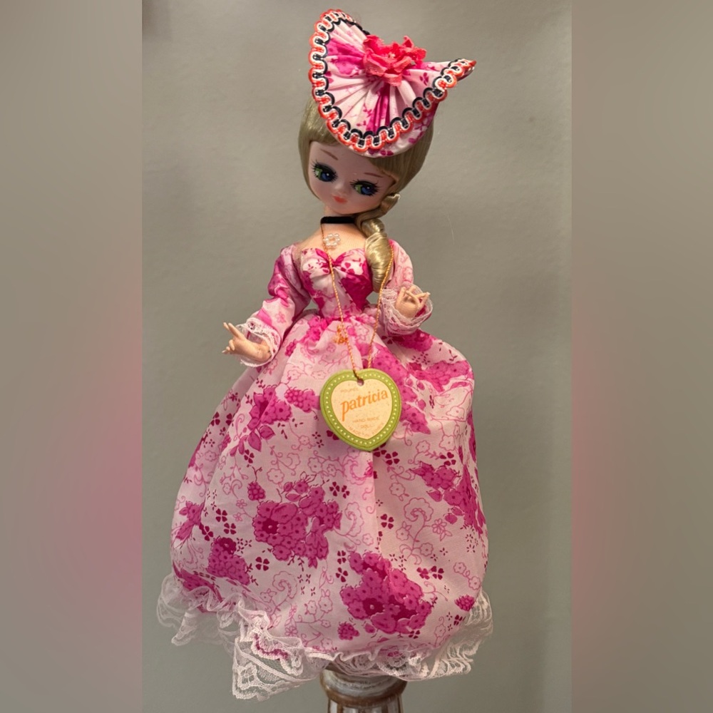 1970 Big  Eye Bradley Doll “Patricia” Pink Floral Doll with Original Name Tag